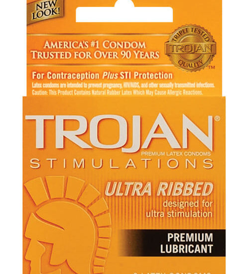 Trojan Ultra Ribbed Condoms - Box of 3