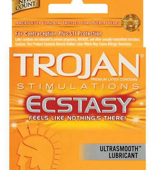 Trojan Ultra Ribbed Ecstasy Condoms - Box of 3