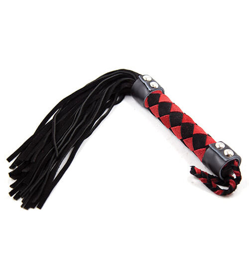 Plesur 15" Leather Flogger - Black/Red