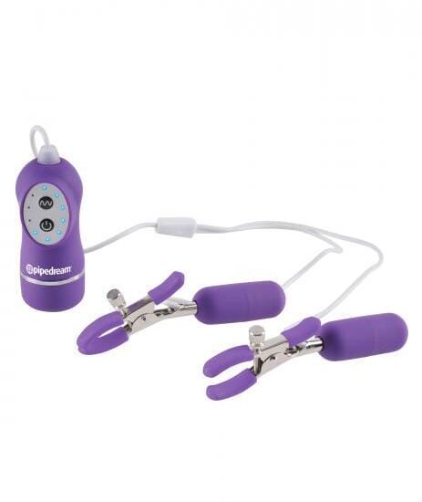 Fetish Fantasy Vibrating Nipple Clamps Purple