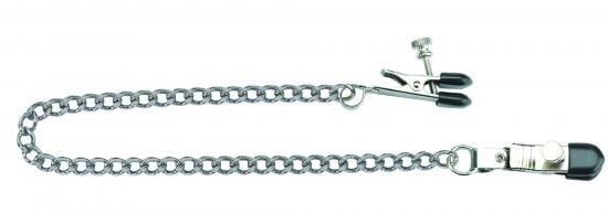 Adjustable Broad Tip Nipple Clamps With Loop And Link Chain Silver