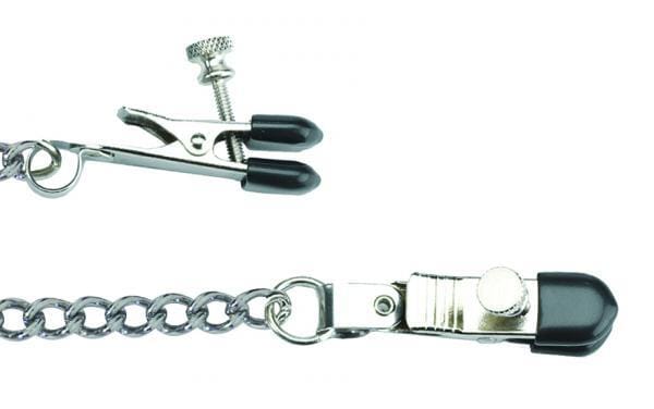 Adjustable Broad Tip Nipple Clamps With Loop And Link Chain Silver - Image 3