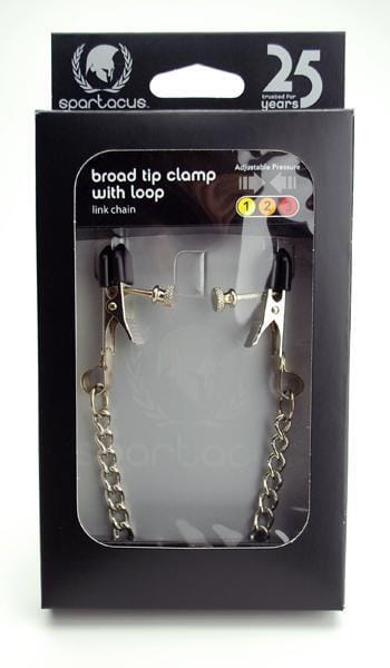 Adjustable Broad Tip Nipple Clamps With Loop And Link Chain Silver - Image 4