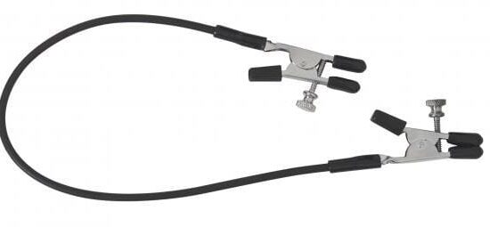 Blackline Adjustable Alligator Nipple Clamps With Rubber Tether - Black