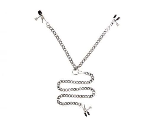 Y Style Adjustable Broad Tip Nipple Clamps With Clit Clamp Silver